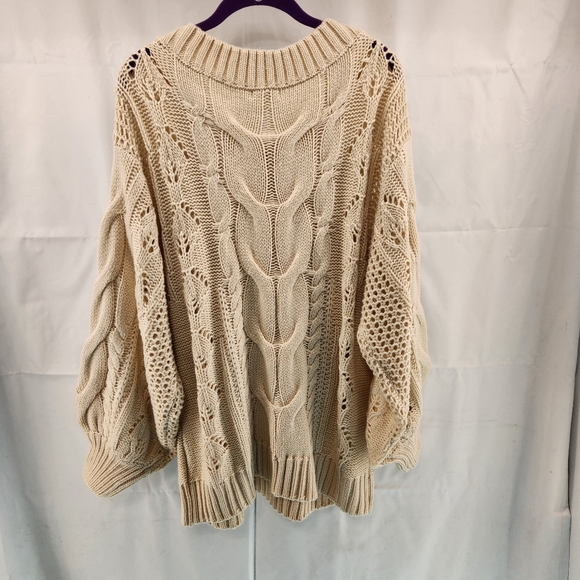 Kori America Womens Oversized Chunky Cable Loose Knit Sweater Balloon Sleeves XL - Picture 6 of 7
